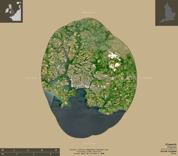 Plymouth Autoritatea Unitară Regatului Unit Imagini Prin Satelit Sentinel Forma — Fotografie, imagine de stoc