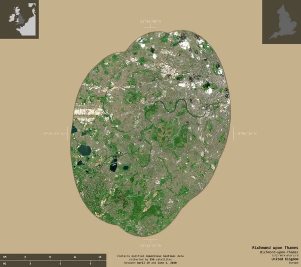 Richmond Thames Londres Reino Unido Imágenes Satelitales Sentinel Forma Aislada — Foto de Stock