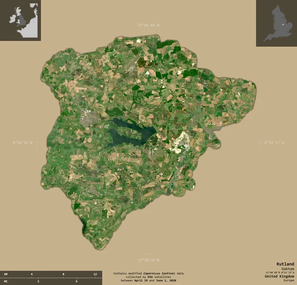 Rutland Autoridad Unitaria Del Reino Unido Imágenes Satelitales Sentinel Forma — Foto de Stock