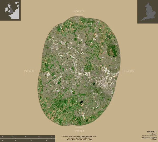 Sandwell Condado Administrativo Del Reino Unido Imágenes Satelitales Sentinel Forma — Foto de Stock