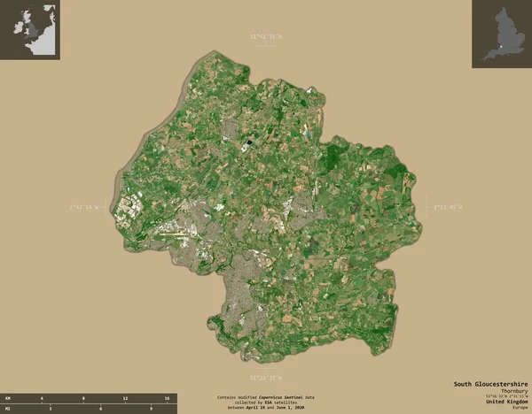 South Gloucestershire Einheitsbehörde Des Vereinigten Königreichs Satellitenbilder Von Sentinel Form — Stockfoto