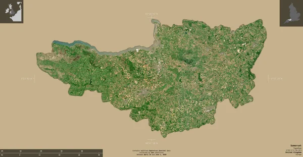 Somerset Förenade Kungarikets Administrativa Län Satellitbilder Från Sentinel Form Isolerad — Stockfoto