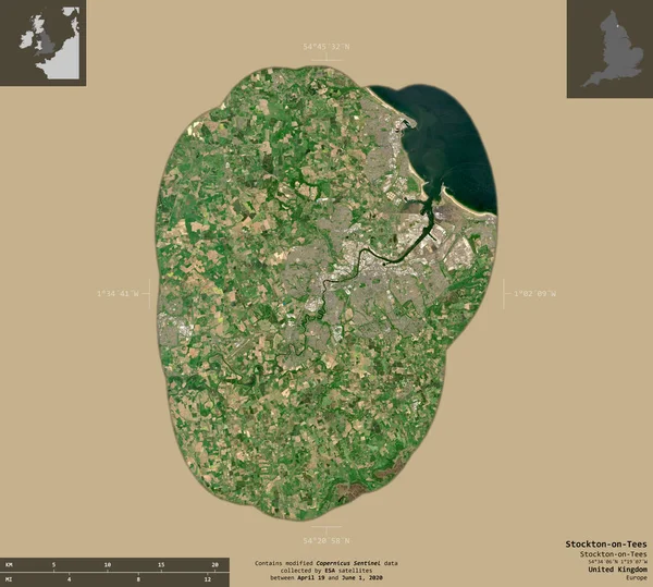 Stockton Tees Autoridad Unitaria Del Reino Unido Imágenes Satelitales Sentinel —  Fotos de Stock