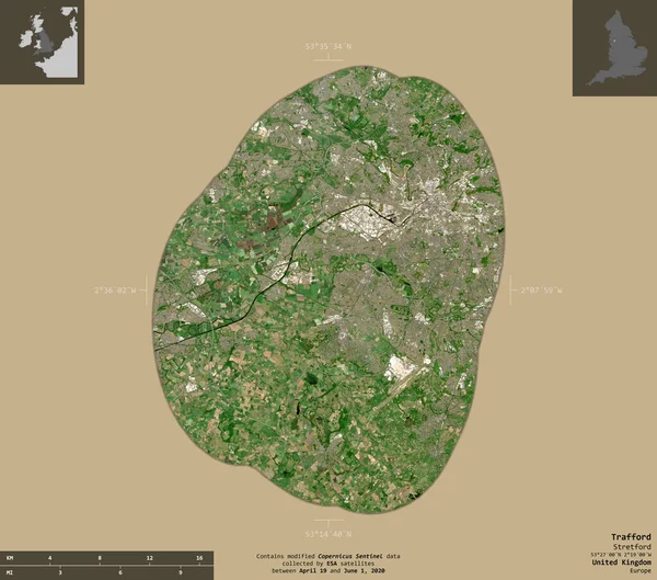 Trafford Distrito Metropolitano Del Reino Unido Imágenes Satelitales Sentinel Forma — Foto de Stock