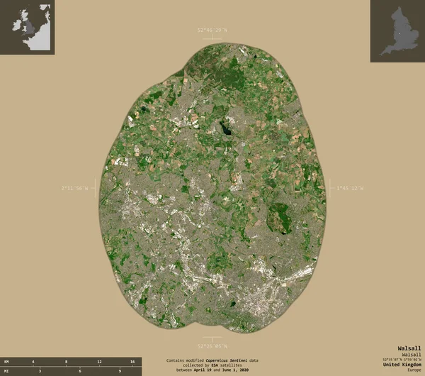 Walsall Autoridad Unitaria Del Reino Unido Imágenes Satelitales Sentinel Forma — Foto de Stock