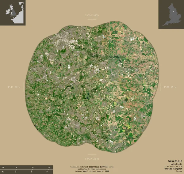 Wakefield Autoridad Unitaria Del Reino Unido Imágenes Satelitales Sentinel Forma — Foto de Stock