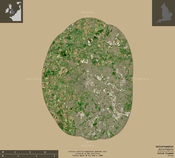 Wolverhampton Autoridad Unitaria Del Reino Unido Imágenes Satelitales Sentinel Forma — Foto de Stock