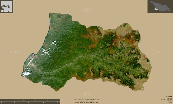 Ajaria Autonome Republiek Georgië Sentinel Satellietbeelden Vorm Geïsoleerd Solide Achtergrond — Stockfoto