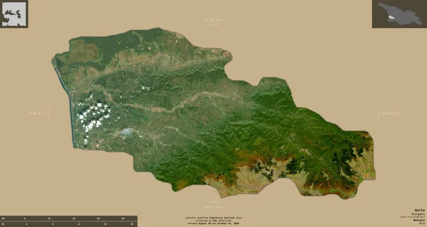 Guria Région Géorgie Imagerie Satellite Sentinel Forme Isolée Sur Fond — Photo