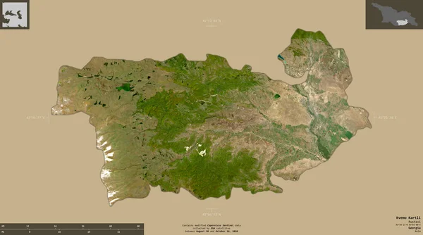 Kvemo Kartli 格鲁吉亚地区 2号卫星图像 在坚实的背景上与信息覆盖隔离的形状 包含修改后的哥白尼哨兵数据 — 图库照片