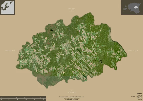 Jogeva Kreis Estland Satellitenbilder Von Sentinel Form Isoliert Auf Festem — Stockfoto