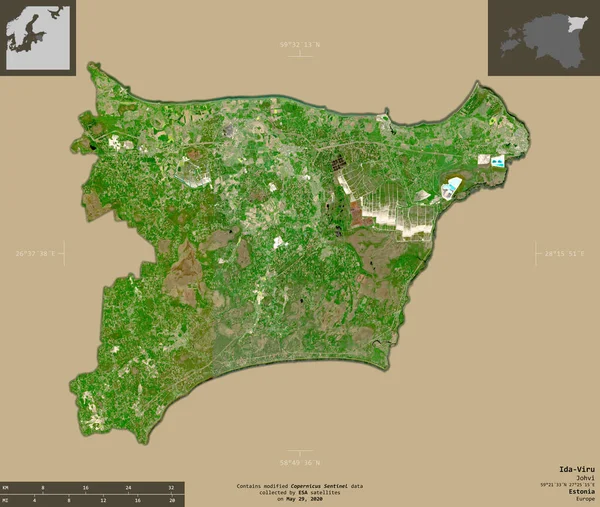 Ida Viru Kreis Estland Satellitenbilder Von Sentinel Form Isoliert Auf — Stockfoto