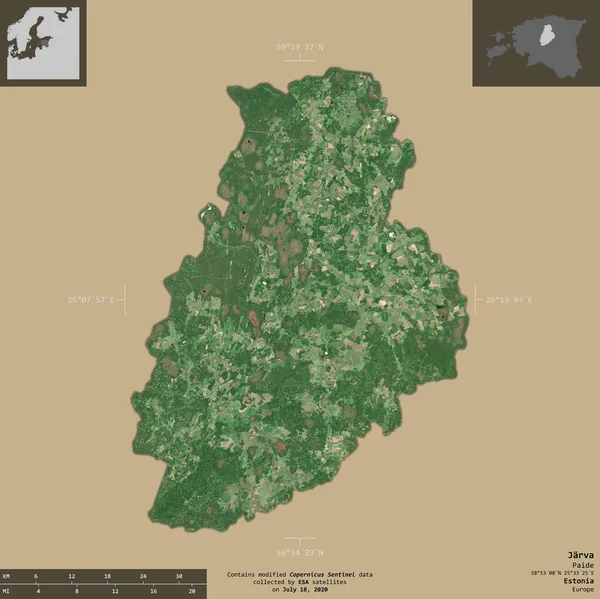 Jarva Comté Estonie Imagerie Satellite Sentinel Forme Isolée Sur Fond — Photo