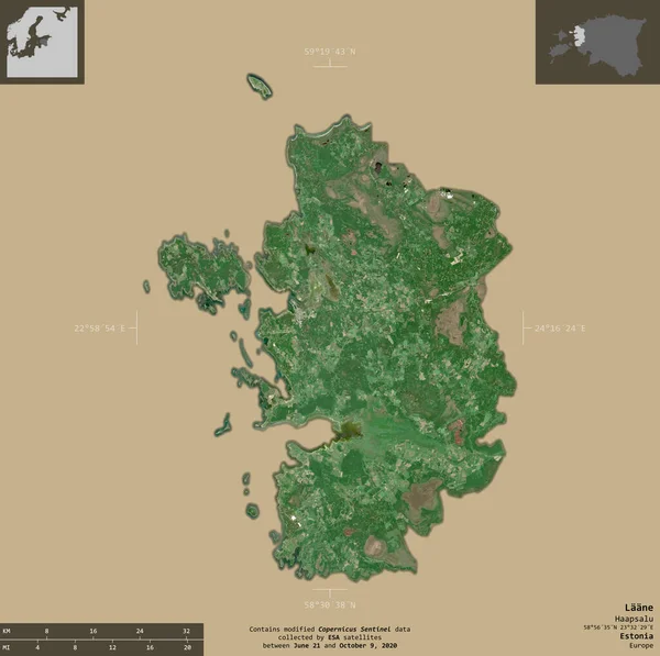 Laane Contea Estonia Immagini Satellitari Sentinel Forma Isolata Fondo Solido — Foto Stock