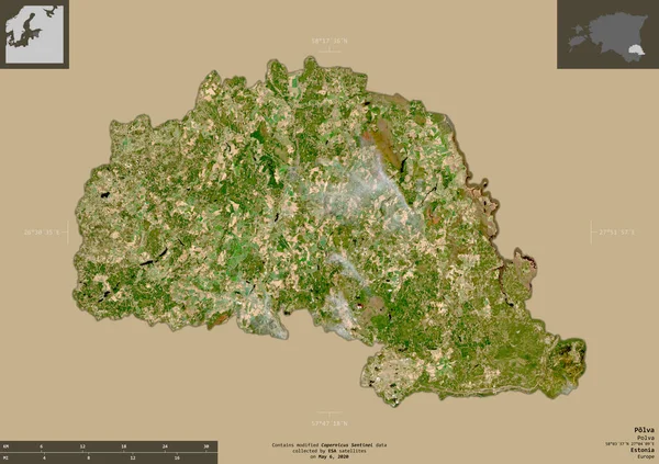 Polva Comté Estonie Imagerie Satellite Sentinel Forme Isolée Sur Fond — Photo