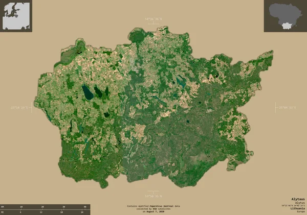 Alytaus Kreis Litauen Satellitenbilder Von Sentinel Form Isoliert Auf Festem — Stockfoto