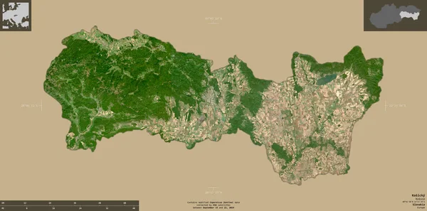 Kosicky Region Der Slowakei Satellitenbilder Von Sentinel Form Isoliert Auf — Stockfoto