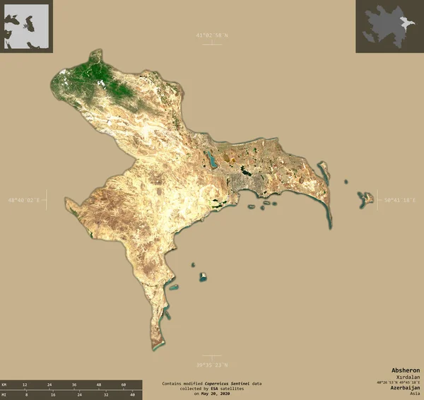 Absheron Regionen Azerbajdzjan Satellitbilder Från Sentinel Form Isolerad Solid Bakgrund — Stockfoto