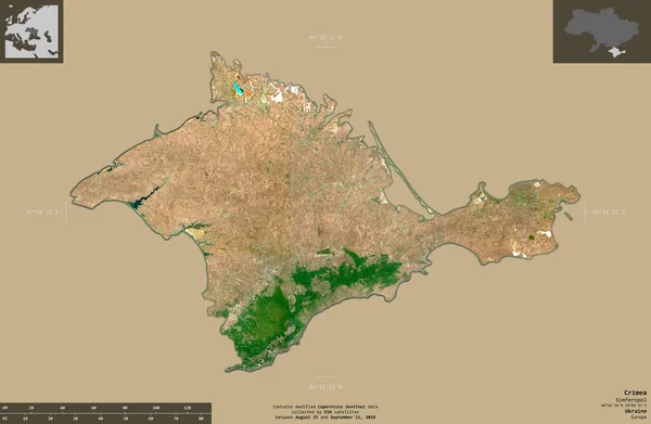 Krim Autonome Republik Der Ukraine Satellitenbilder Von Sentinel Form Isoliert — Stockfoto