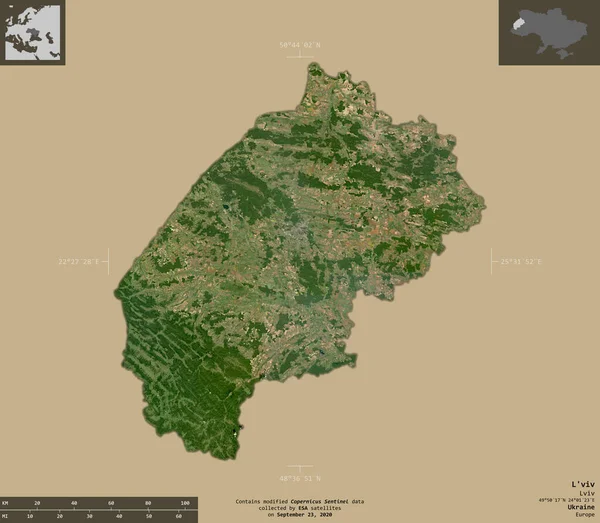 Viv Region Der Ukraine Satellitenbilder Von Sentinel Form Isoliert Auf — Stockfoto