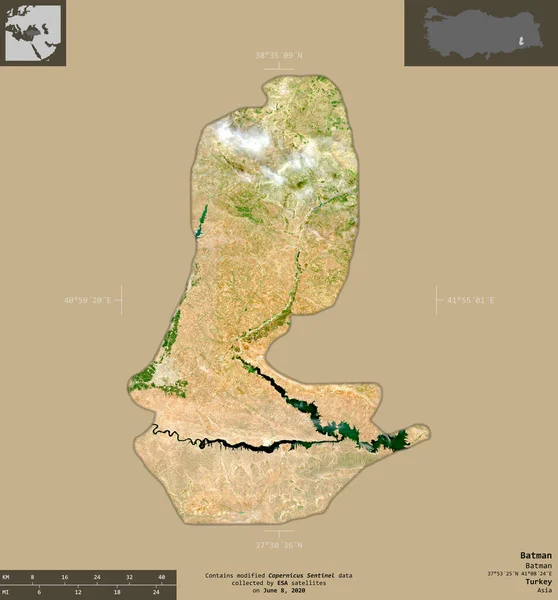 Batman Provincie Turkije Sentinel Satellietbeelden Vorm Geïsoleerd Solide Achtergrond Met — Stockfoto