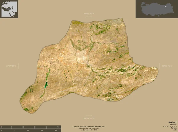 Bayburt Province Turquie Imagerie Satellite Sentinel Forme Isolée Sur Fond — Photo