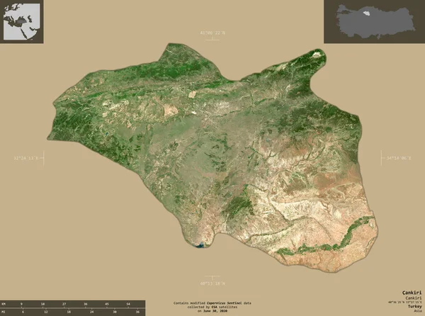 Cankiri Provincia Turquía Imágenes Satelitales Sentinel Forma Aislada Sobre Fondo — Foto de Stock