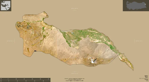 Igdr Provincie Turkije Sentinel Satellietbeelden Vorm Geïsoleerd Solide Achtergrond Met — Stockfoto