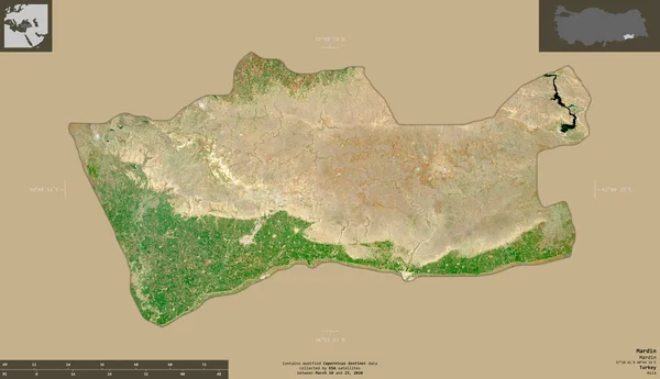 Mardin Provincie Turecko Sentinel Satelitní Snímky Tvar Izolovaný Pevném Pozadí — Stock fotografie