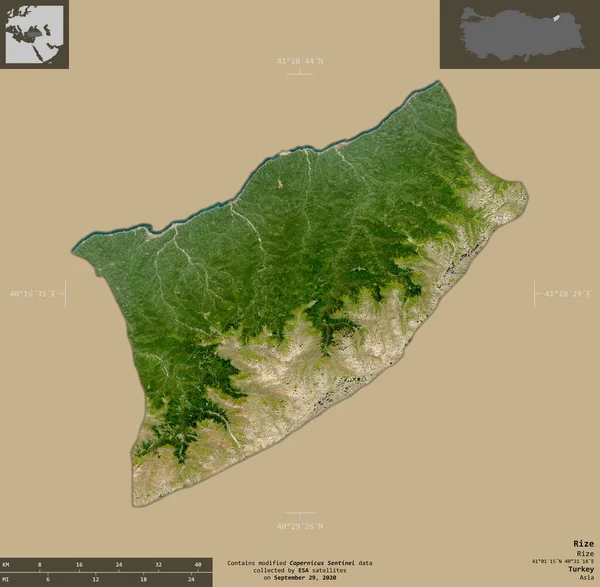 Rize Provinsen Tyrkia Sentinel Satellittbilder Formen Isolert Fast Bakgrunn Med – stockfoto