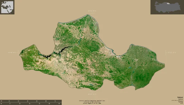 Samsun Provinsen Tyrkiet Sentinel Satellitbilleder Form Isoleret Solid Baggrund Med - Stock-foto