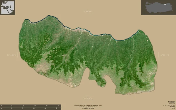 Trabzon Província Turquia Imagens Satélite Sentinela Forma Isolada Fundo Sólido — Fotografia de Stock