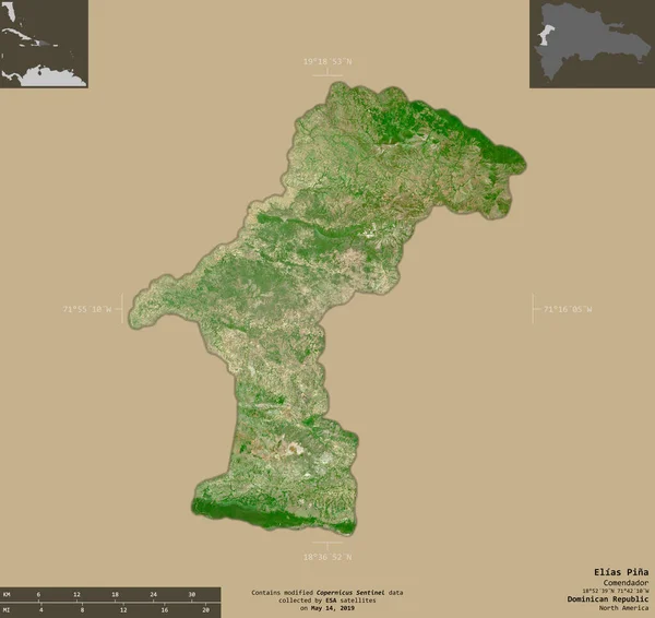 Elias Pina Province Dominican Republic Sentinel Satellite Imagery Shape Isolated — Stock Photo, Image