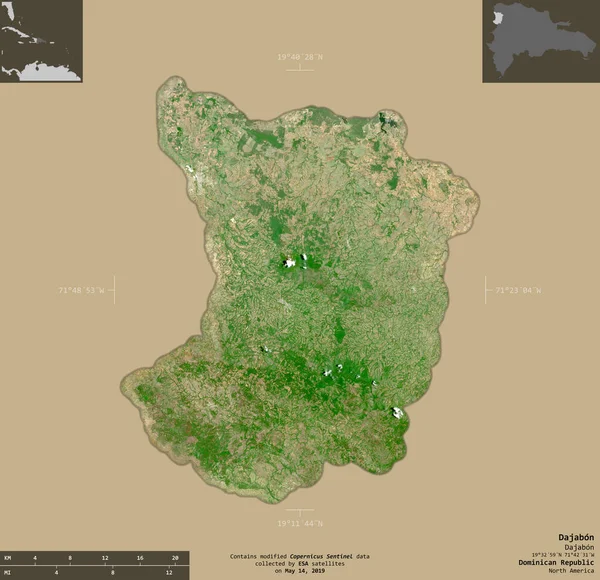 Dajabon Provincie Dominicaanse Republiek Sentinel Satellietbeelden Vorm Geïsoleerd Solide Achtergrond — Stockfoto
