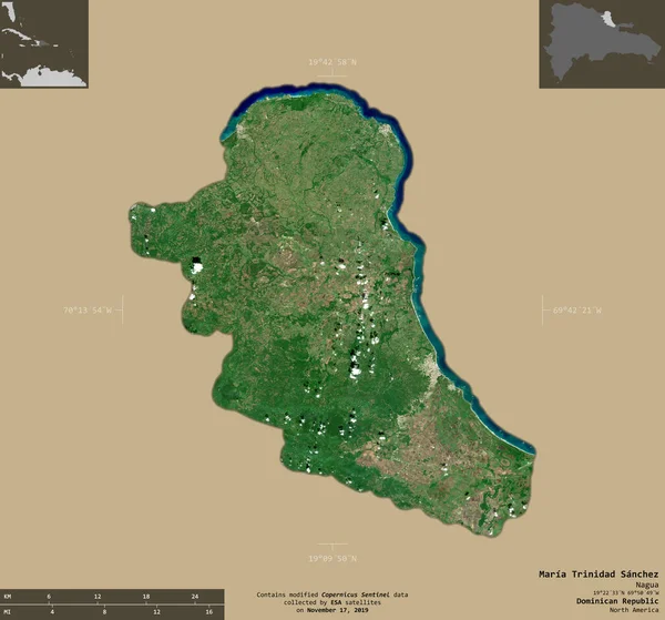 Maria Trinidad Sanchez Provinz Dominikanische Republik Satellitenbilder Von Sentinel Form — Stockfoto