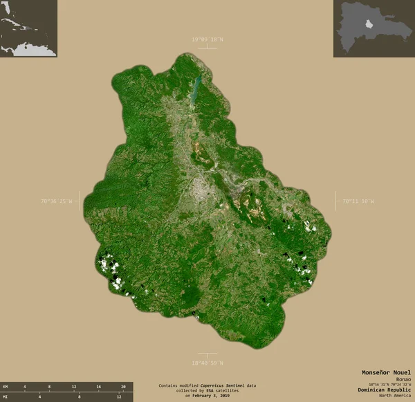 Monseor Nouel Dominikanska Republiken Satellitbilder Från Sentinel Form Isolerad Solid — Stockfoto