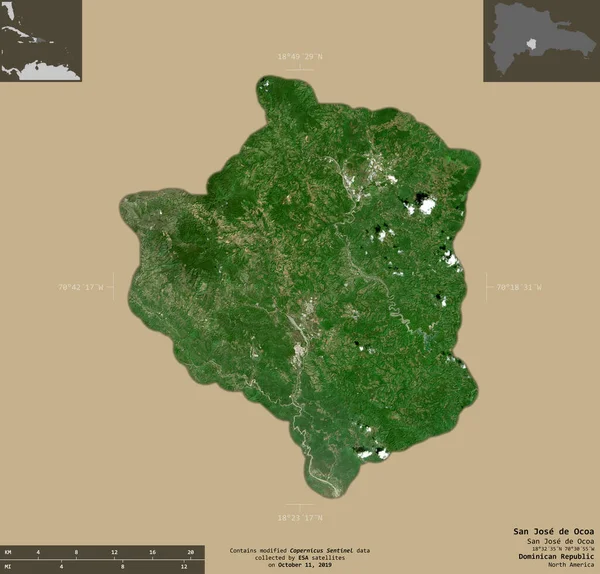 San Jose Ocoa Província República Dominicana Imagens Satélite Sentinela Forma — Fotografia de Stock