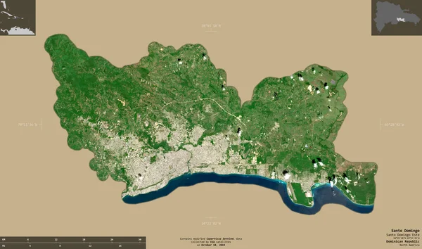 Санто Домінго Провінція Домініканська Республіка Супутникові Знімки Sentinel Форма Ізольована — стокове фото