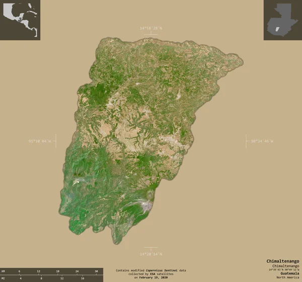 Chimaltenango Departement Guatemala Satellitenbilder Von Sentinel Form Isoliert Auf Festem — Stockfoto