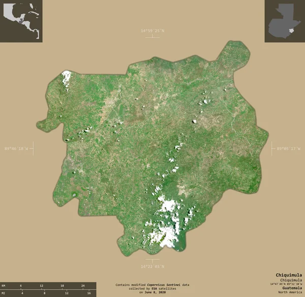 Chiquimula Departamento Guatemala Imagens Satélite Sentinela Forma Isolada Fundo Sólido — Fotografia de Stock