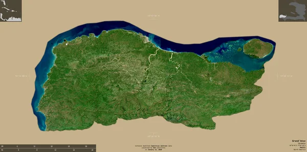 Grand Anse Departamento Haití Imágenes Satelitales Sentinel Forma Aislada Sobre —  Fotos de Stock