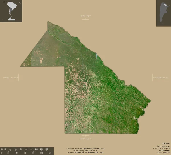 Chaco Province Argentine Imagerie Satellite Sentinel Forme Isolée Sur Fond — Photo