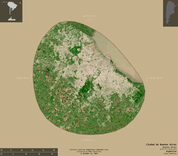 Ciudad Buenos Aires Ομοσπονδιακή Περιφέρεια Αργεντινής Sentinel Δορυφορικές Εικόνες Σχήμα — Φωτογραφία Αρχείου