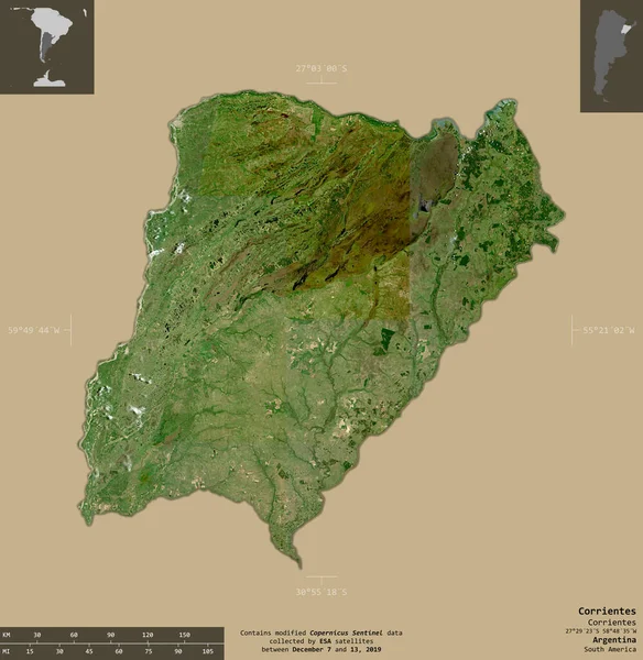 Corrientes Επαρχία Της Αργεντινής Sentinel Δορυφορικές Εικόνες Σχήμα Απομονώνονται Στέρεο — Φωτογραφία Αρχείου