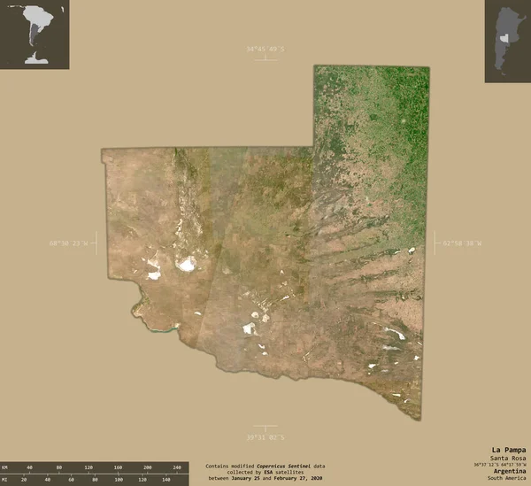 Pampa Provincia Argentina Imágenes Satelitales Sentinel Forma Aislada Sobre Fondo — Foto de Stock