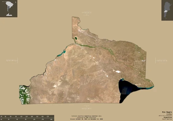 Rio Negro Argentina Sentinel Satelitní Snímky Tvar Izolovaný Pevném Pozadí — Stock fotografie