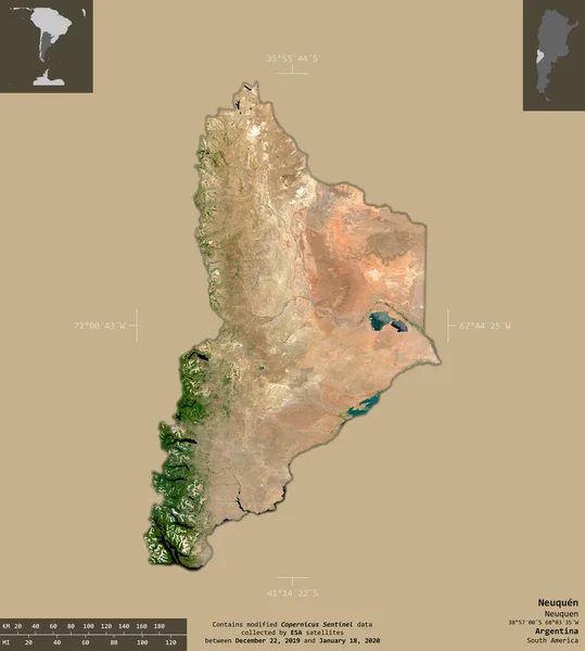 Neuquén Provincia Argentina Imágenes Satelitales Sentinel Forma Aislada Sobre Fondo —  Fotos de Stock