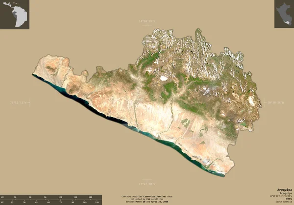 Arequipa Región Del Perú Imágenes Satelitales Sentinel Forma Aislada Sobre —  Fotos de Stock