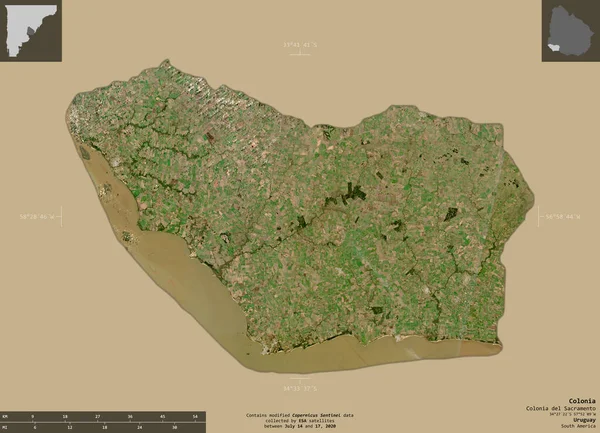 Kolonie Oddělení Uruguaye Sentinel Satelitní Snímky Tvar Izolovaný Pevném Pozadí — Stock fotografie