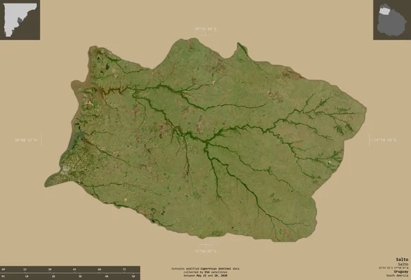 Salto Från Uruguay Satellitbilder Från Sentinel Form Isolerad Solid Bakgrund — Stockfoto